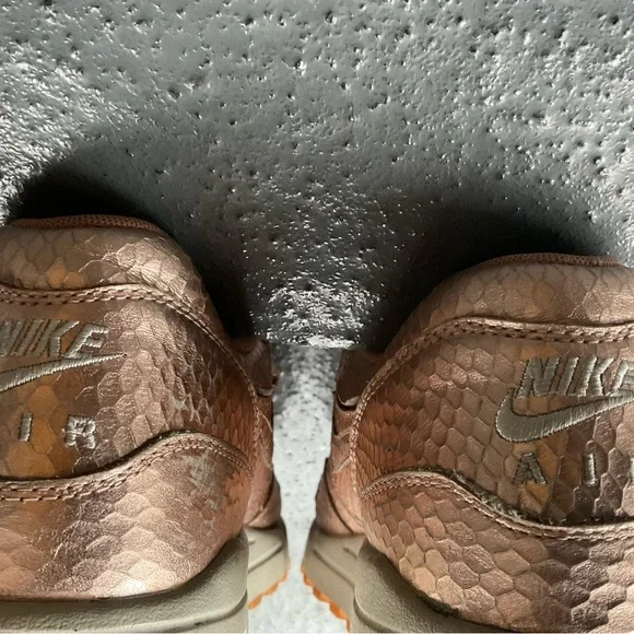 Nike Air Max 1 Bronze Snakeskin Patterned Sneakers- Women, Sz 10 - Picture 2 of 8
